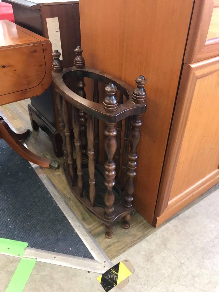 Wooden umbrella stand c/w plastic tray insert